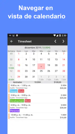 Parte de horas - Horas trabajo screenshot