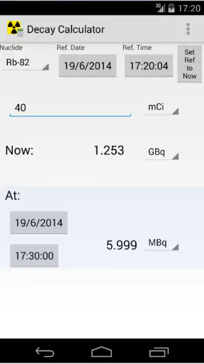 Radioactive Decay Calculator screenshot