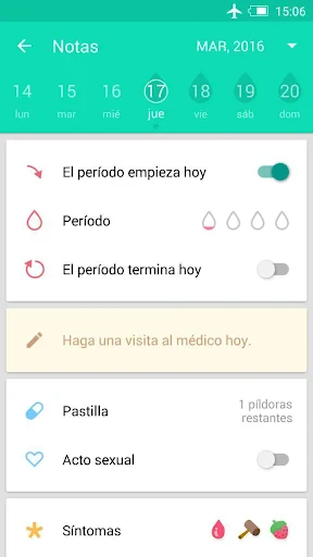 Registro del periodo ovulación screenshot
