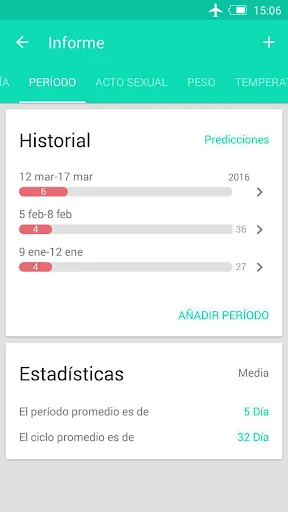 Registro del periodo ovulación screenshot