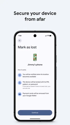 "مركز العثور" من Google screenshot