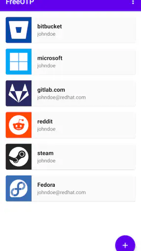 FreeOTP Authenticator screenshot