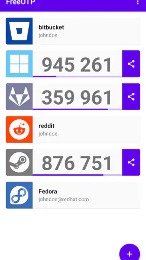 FreeOTP Authenticator screenshot
