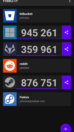FreeOTP Authenticator screenshot