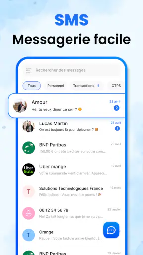 Messages SMS Texte Accueil screenshot