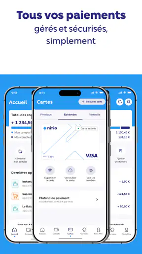 Nirio, services de paiement screenshot