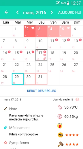 Suivi des règles et ovulation screenshot