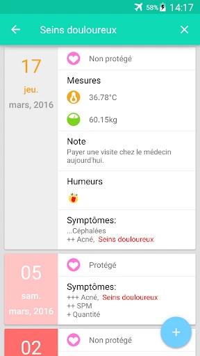 Suivi des règles et ovulation screenshot
