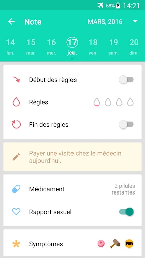 Suivi des règles et ovulation screenshot