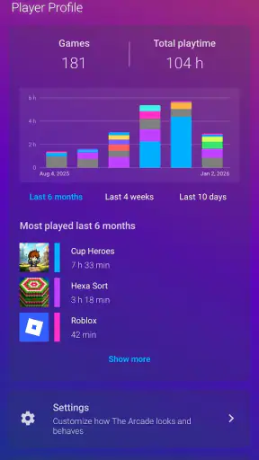 The Arcade · Game Hub Launcher screenshot
