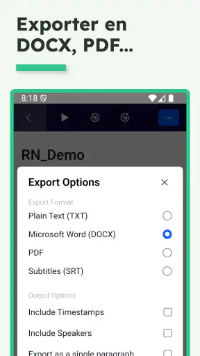 Transcrire Audio en Texte screenshot