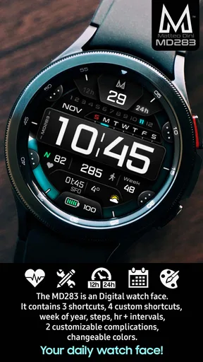 MD283 3D Digital watch face screenshot
