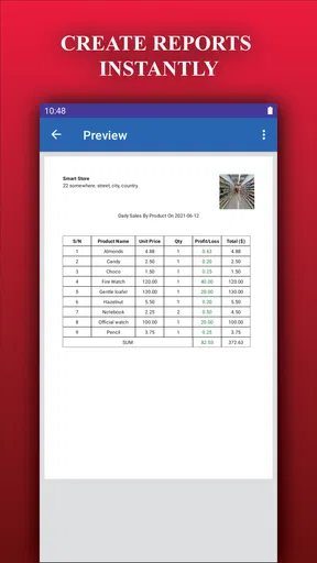 Store Manager: stock and sales screenshot