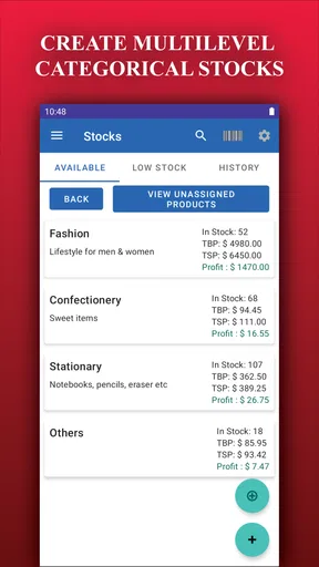 Store Manager: stock and sales screenshot