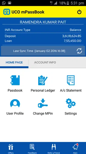 UCO mPassbook screenshot
