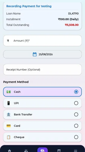 Daily weekly Cash Collections screenshot