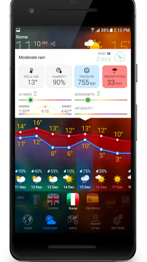 3D EARTH PRO - local forecast screenshot