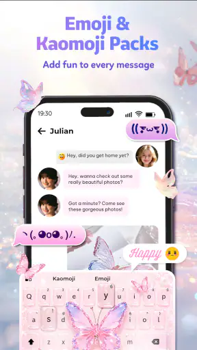 Butterfly Theme: Pink Keyboard screenshot