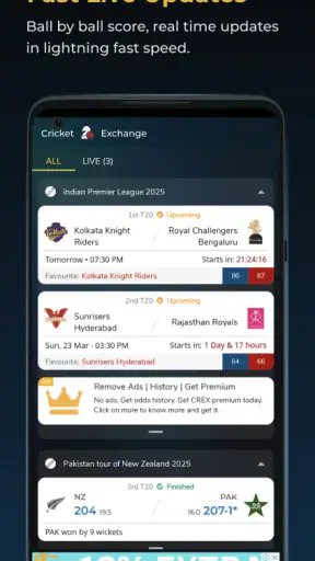 Cricket Exchange Live Line screenshot