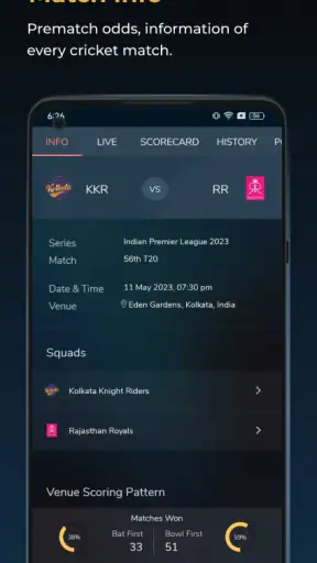 Cricket Exchange Live Line screenshot
