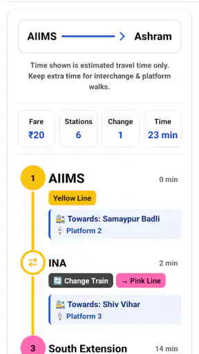 Delhi NCR Metro Navigatior screenshot