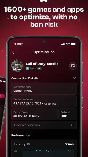 ExitLag: Fix Ping Mobile & Lag screenshot