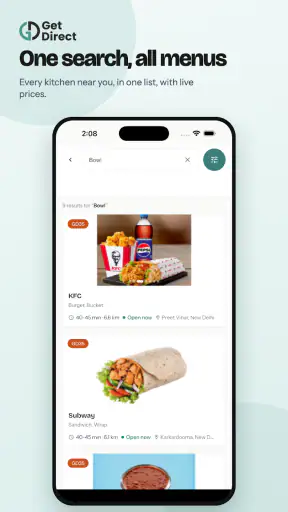 GetDirect: Compare Food Apps screenshot