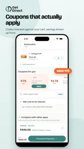 GetDirect: Compare Food Apps screenshot
