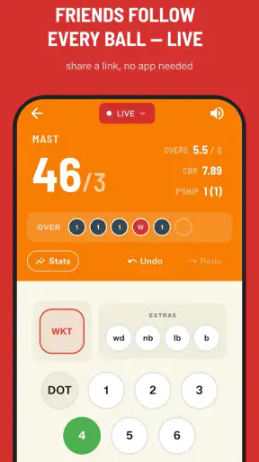GULLY CRIX - क्रिकेट स्कोर App screenshot