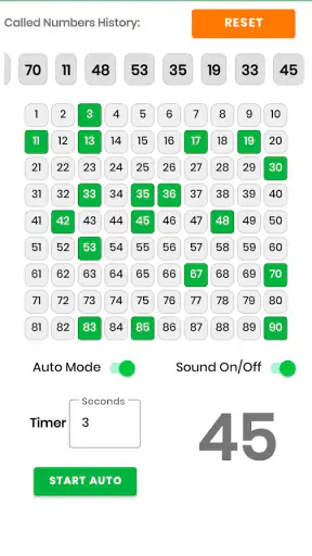Housie Number Generator screenshot
