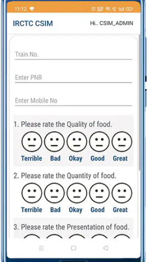 IRCTC CSIM screenshot