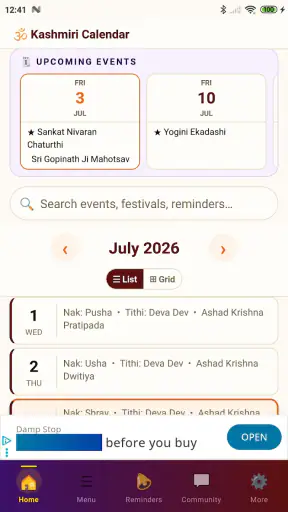 Kashmiri Calendar screenshot