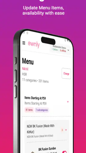 Ownly Restaurant Partner screenshot