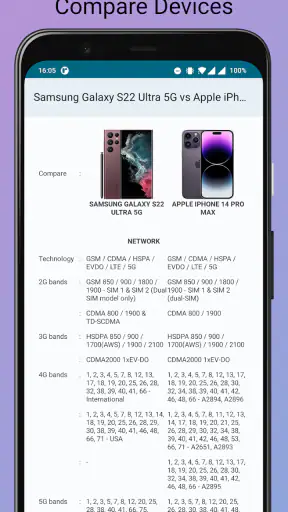 Phone Specification screenshot