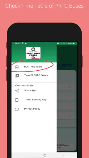 PRTC Bus Time Table screenshot