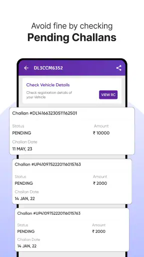 RTO Vehicle Info App, Challan screenshot