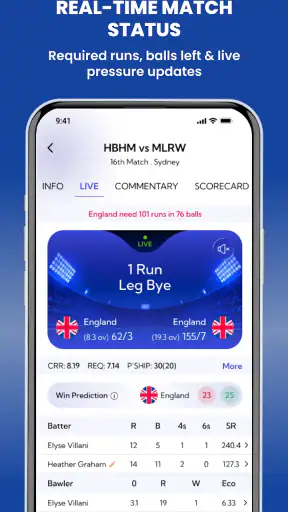 ScoreX - Live Cricket Scores screenshot