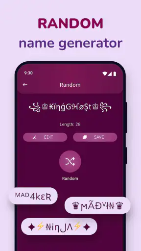 कल्पना: उपनाम उत्पन्नकर्ता screenshot