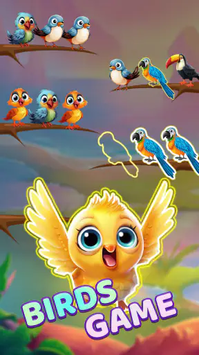 पक्षी सॉर्ट पहेली मजेदार खेल screenshot