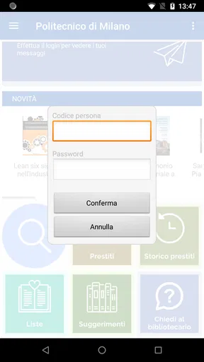 Polimi Library screenshot