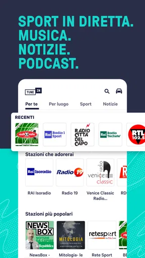 TuneIn Radio: sport e musica screenshot