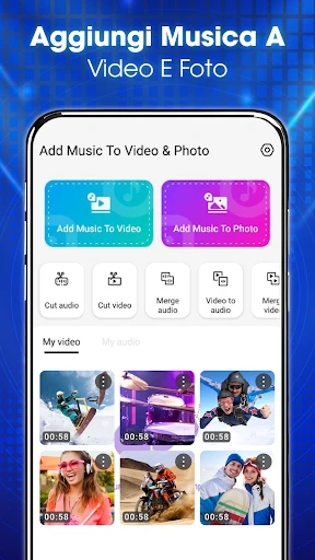 Aggiungi musica a video e foto screenshot