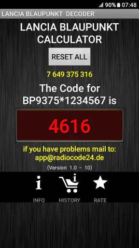 Blaupunkt Lancia Radio Code screenshot