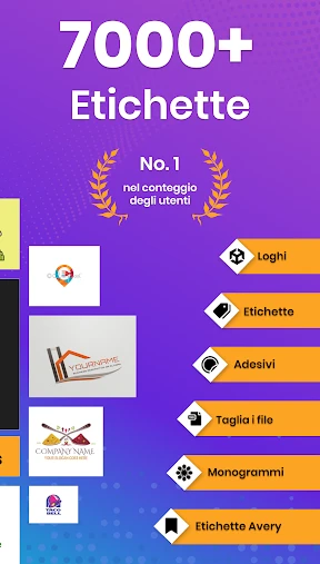Etichette personalizzate screenshot