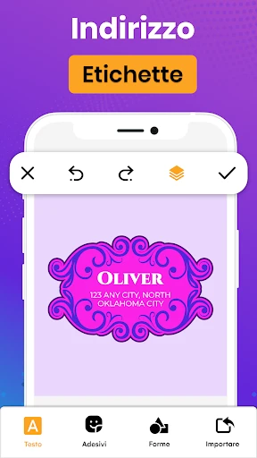 Etichette personalizzate screenshot