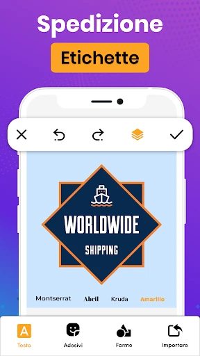 Etichette personalizzate screenshot
