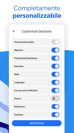 IA Creare Curriculum CV PDF screenshot