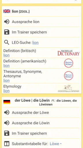 LEO dictionary screenshot