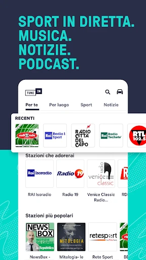 TuneIn Radio: sport e musica screenshot
