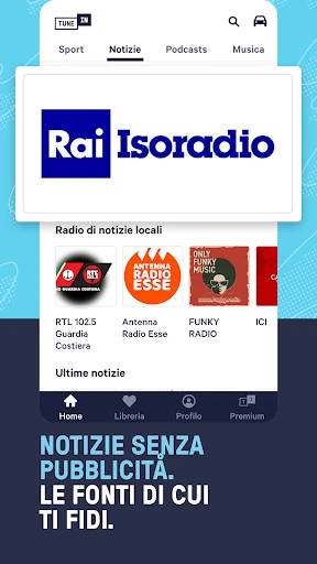 TuneIn Radio: sport e musica screenshot